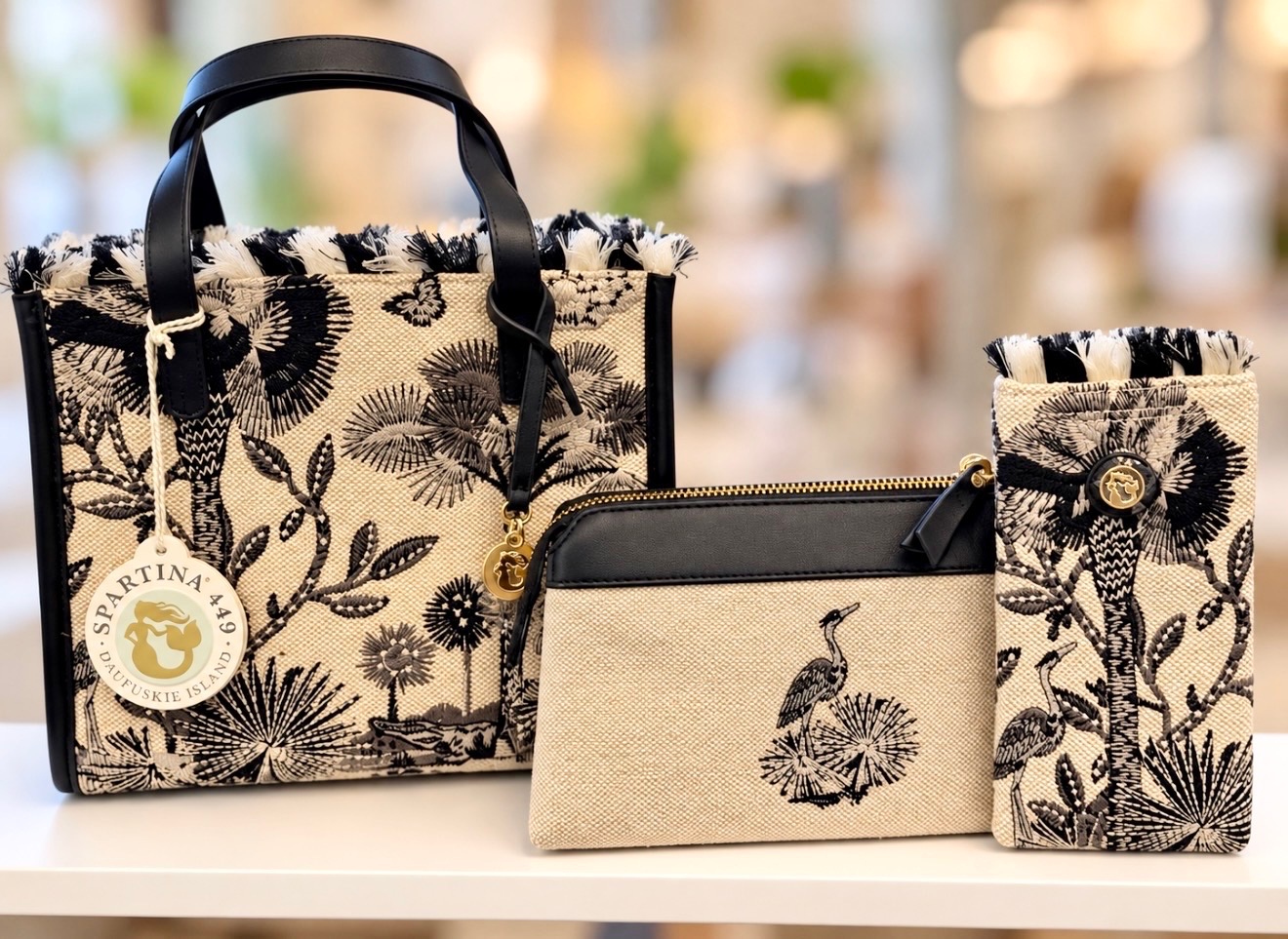 Botanical handbags and coordinating accessories