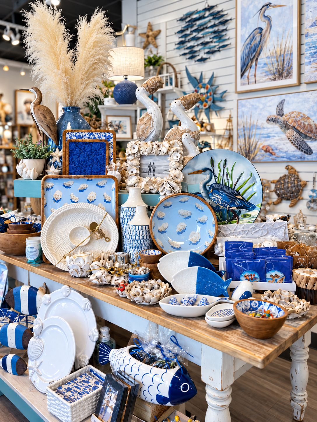 Coastal tabletop décor in our store